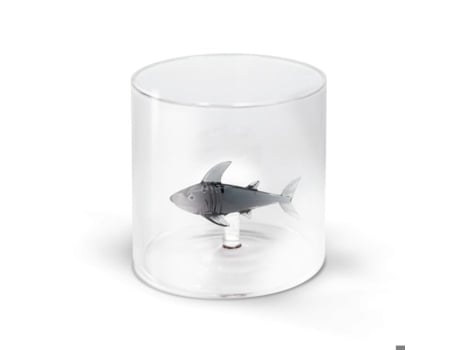 Copo De Vidro Wd Lifestyle Tubarão 250 Ml Vidro Soprado De Borossilicato Compatível Com Máquina De Lavar Louça