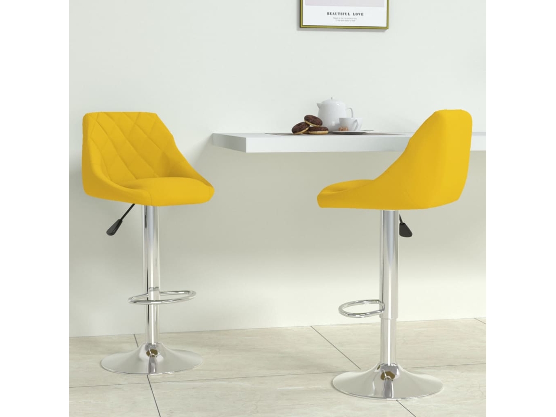 Vidaxl Bancos De Bar 2 Pcs Veludo Amarelo Mostarda