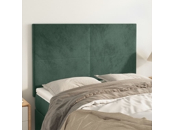 Cabecero de terciopelo de 4 piezas 72x5x78/88 cm verde oscuro
