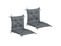Conjunto de 2 Almofadas para Cadeiras Externas, Fixadores Incluídos, 98x50x8cm, Cinza | S/MARCA
