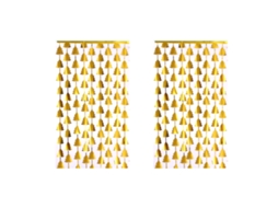2 Peças de Cortinas de Borlas de Folha de Árvore de Natal para Aniversário Natal Decoração de Festa Ouro