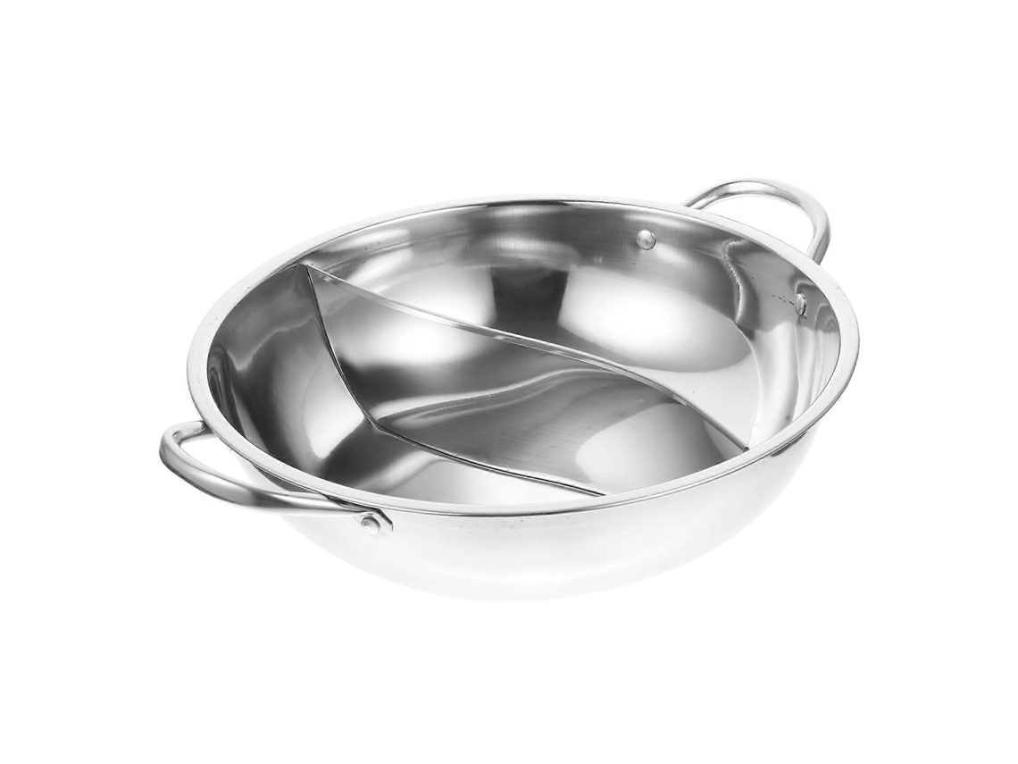 Panela Elétrica De Aço Inoxidável Com Divisória Para Cozinhar Dois Sabores, Compatível Com Fogões De Indução E A Gás, Resistente À Ferrugem.