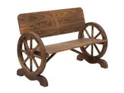 Banco Jardim Madeira Marrom 114x58x80cm, 2l, Braços, Roda Carroça, 250kg.-okc