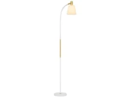 Candeeiro de Pé Led com Altura Ajustável Ecrã Interruptor para Sala de Estar Escritório Quarto 49x21x127 160 Cm Branco e Dourado Ge