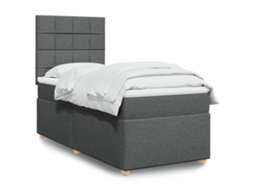Vidaxl Cama Com Molas/colchão 100x200 Cm Tecido Cinza-escuro