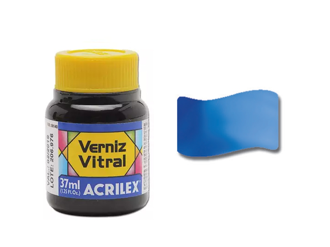 Verniz Vitral ACRILEX 37Ml Azul Vivo 597