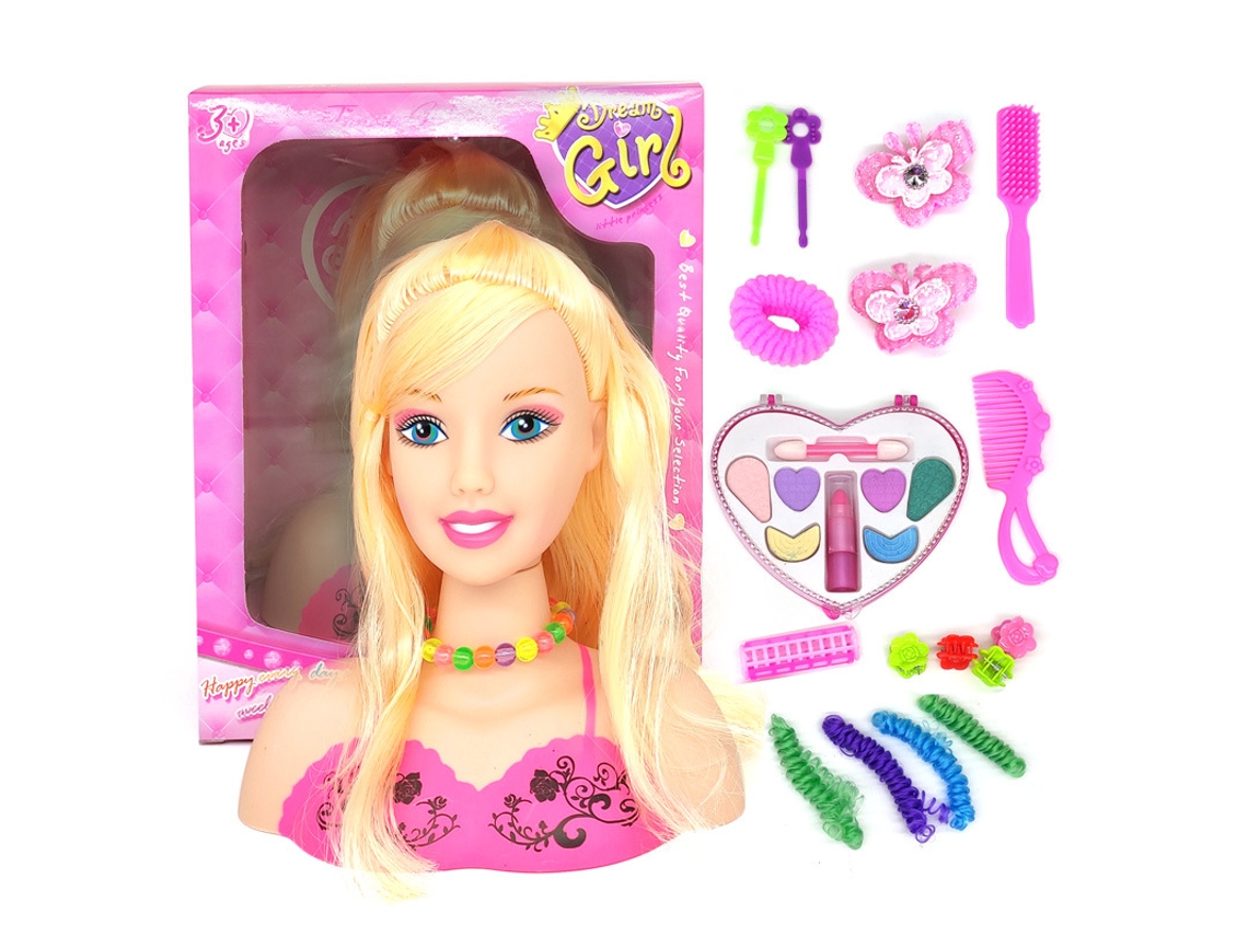 Mali kit de Maquiagem de Falsa para Crianças 17pcs Boneca Cabeça de Estilo Educativo Brinquedo Presente para Meninas
