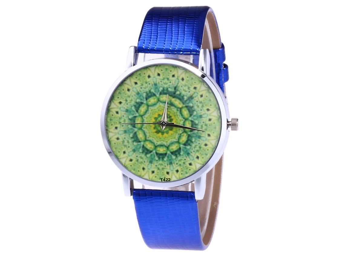 Relógio de quartzo unissex Zhoulianfa T422-yx com pulseira de couro PU, azul