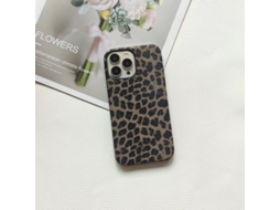 Capa Para Iphone 17 Cinza Fumê Com Estampa De Leopardo E Textura Semi-cobertura