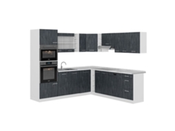 Cozinha de canto R-Line, 237 x 247 cm sem bancada, concreto preto/branco, Vicco