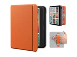 Capa Panoona Para Kobo Libra Colour 7 Polegadas, Com Pega De Mão Integrada, Capa Traseira Rígida Fina E Leve Em Pele Pu Laranja