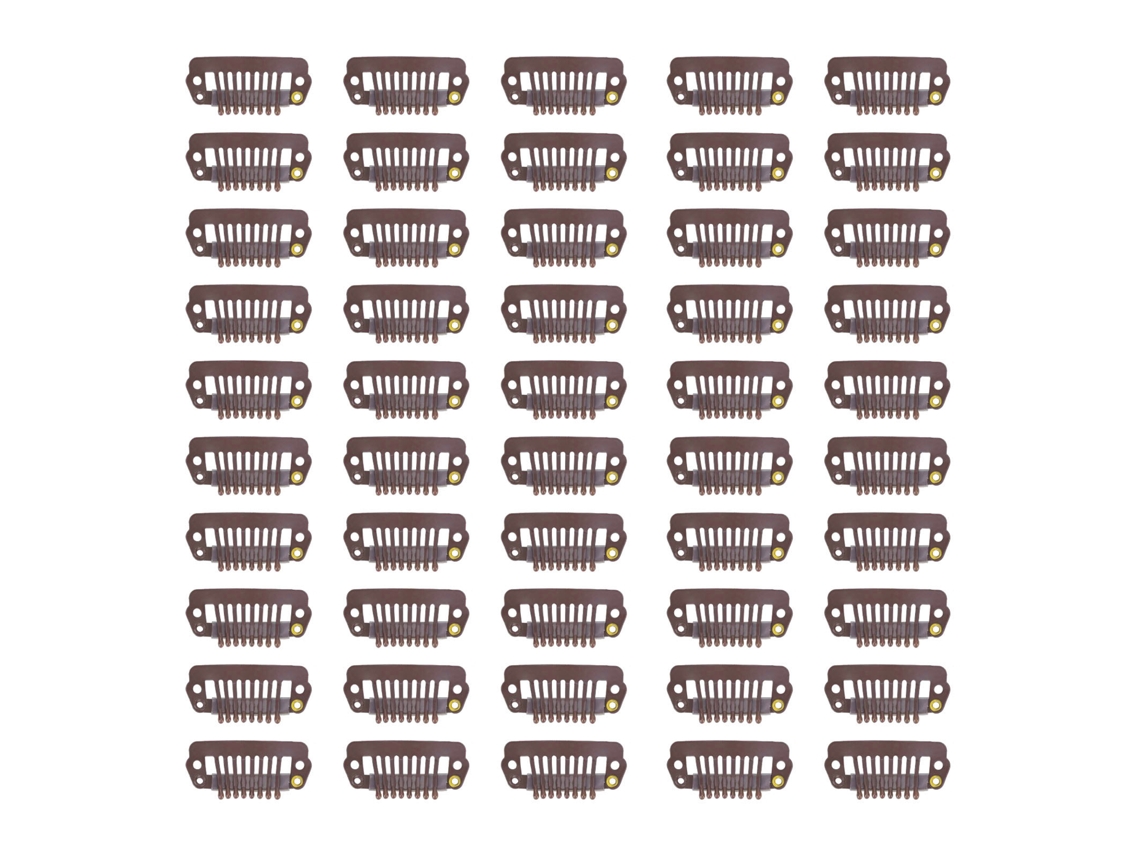 50 Piezas De Clips De Peluca Snap Comb Con 8 Puntas Para Extensiones De Cabello