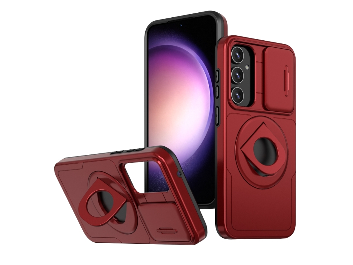 Capa Zruxe Compativel Com Samsung Galaxy S23 5g (camshield - Magsafe - Ring Holder - Armor - Vermelho)