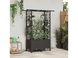 Vidaxl Cama Elevada Com Treliça E Telhado Castanho 124,5 X 40 X 142 Cm