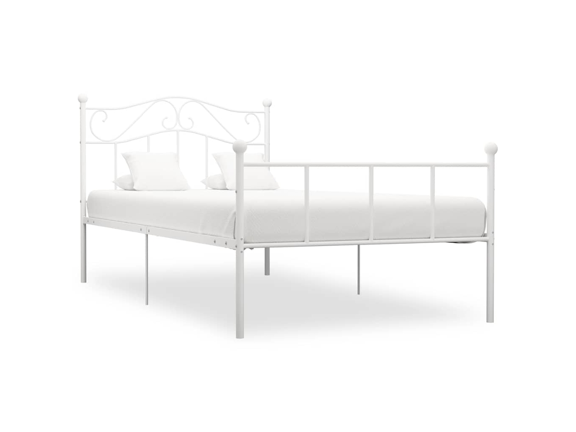 Vidaxl Estrutura De Cama 100x200 Cm Metal Branco