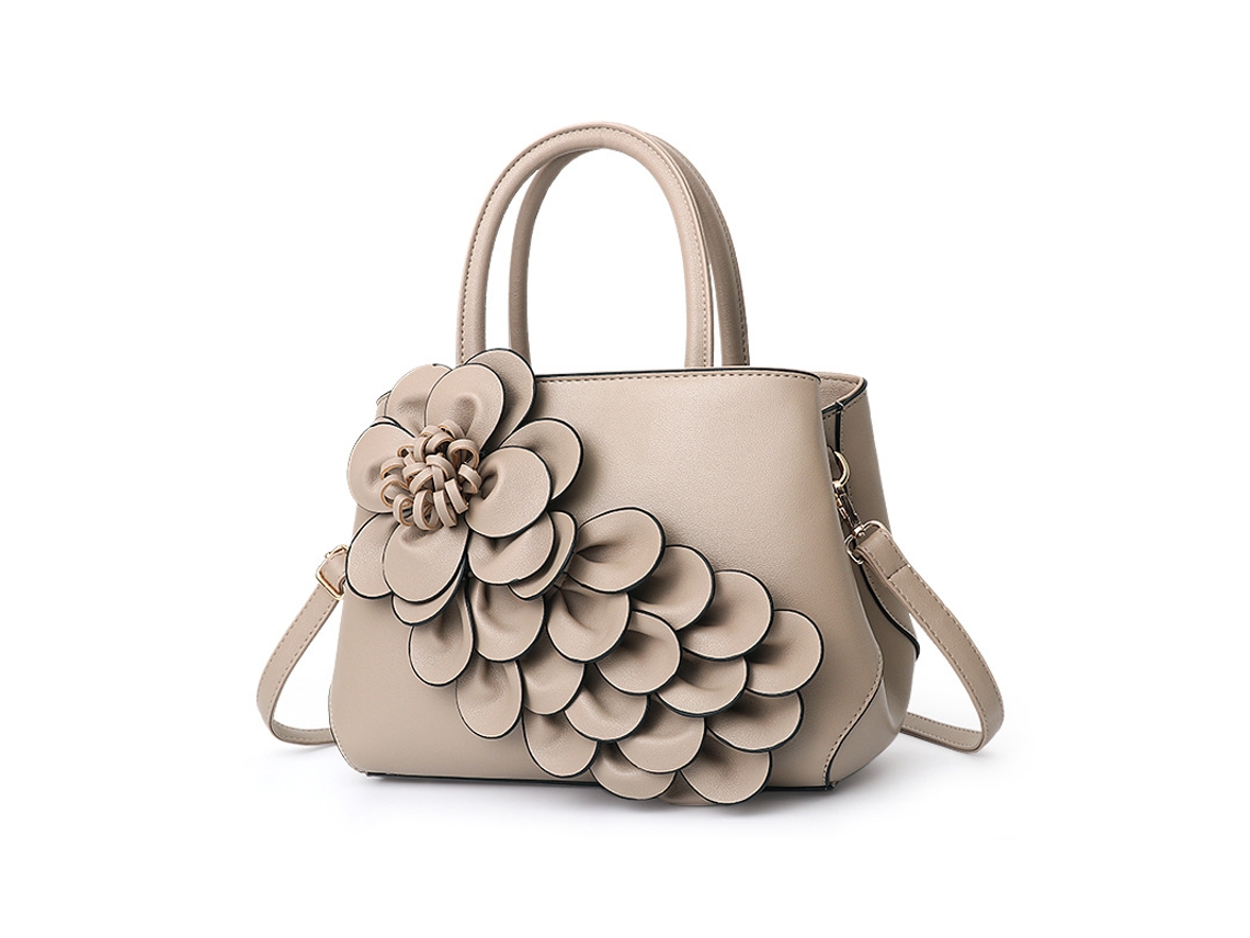 Bolsa Feminina de Couro Pu Estilo 2026 com Estampa Floral, Modelo de Mão Ou Ombro. estilo Cáqui Dois YUNZII