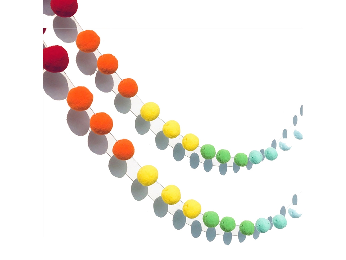 Arco Íris Pom Pom Guirlanda, Decoração De Sala Personalizável, Fibra De Lã Durável E Macia, Kit Decorativo Decorativo À Mão Para Decorações De Festa,