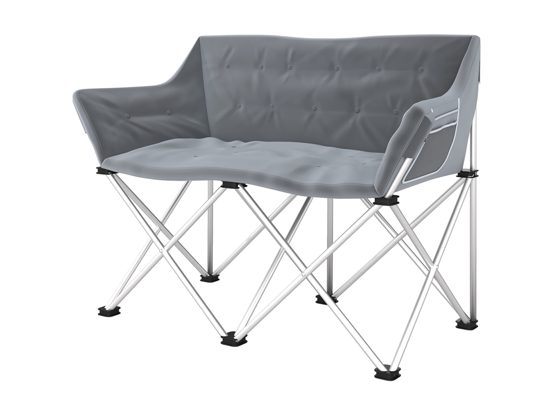 Cadeira Dobrável 2 Lugares Para Camping Cinza 240kg