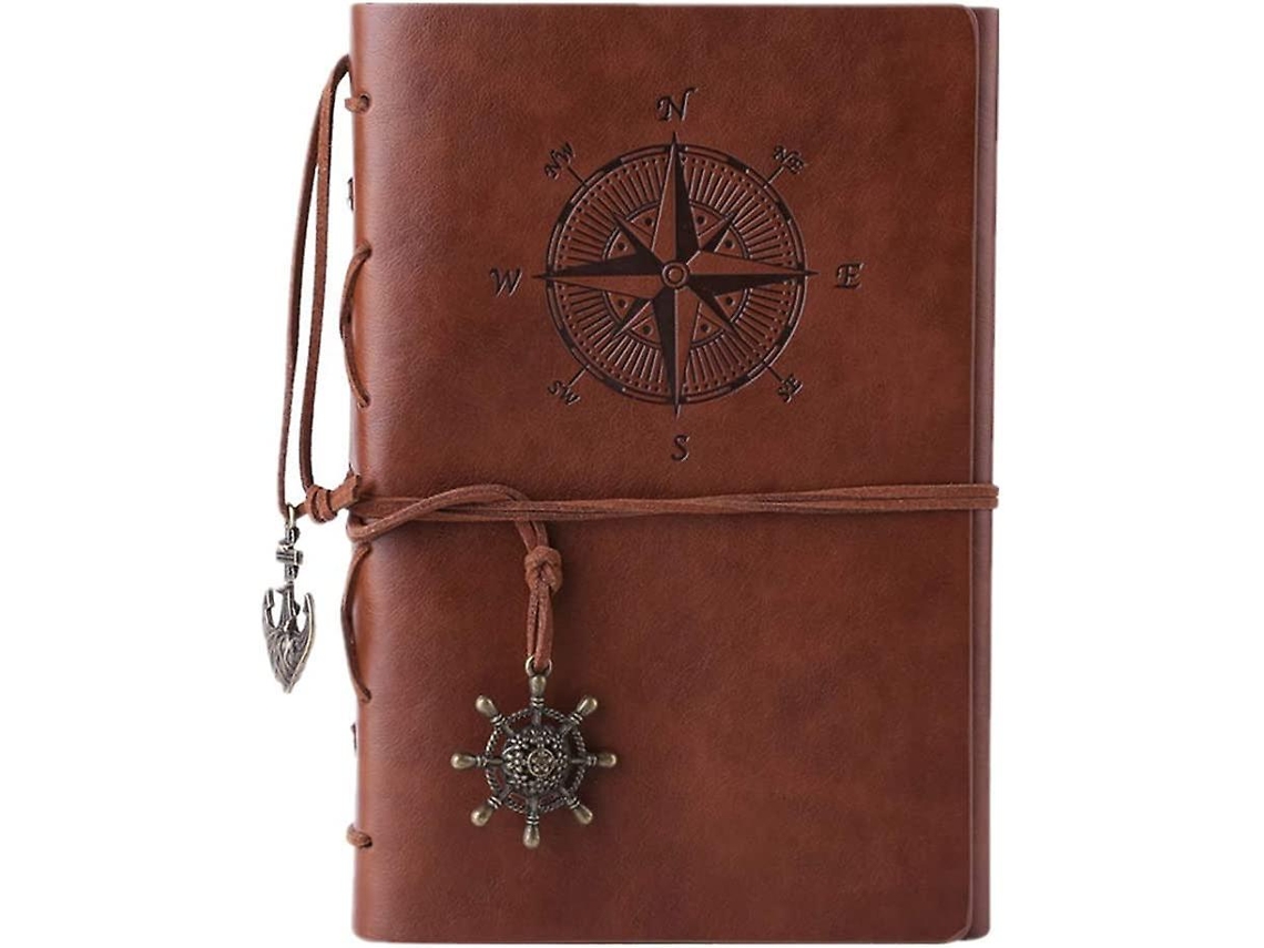 Caderno de couro, caderno espiral vintage, planejador diário recarregável, design de viagem em relevo Slowmoose