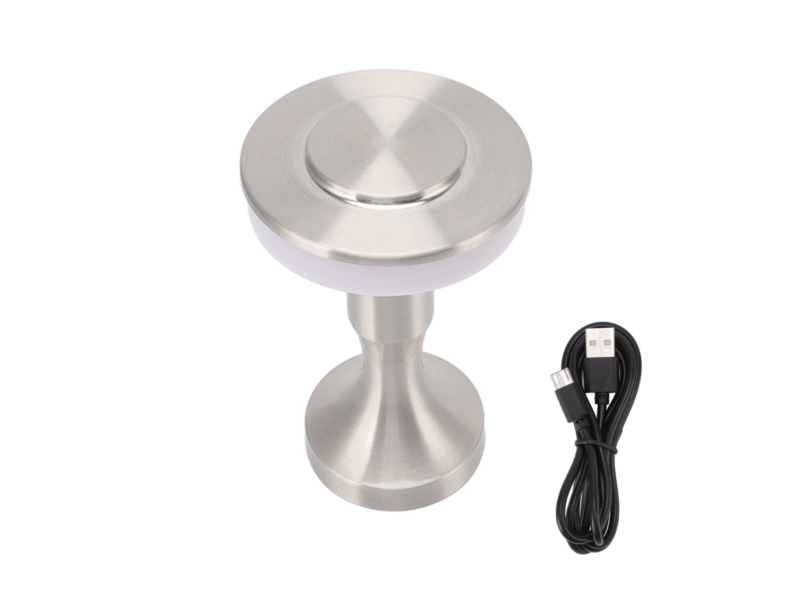 2026 lâmpada de Mesa Led Portátil Recarregável com Sensor Táctil 3 Temperaturas de Cor para Quarto Prata