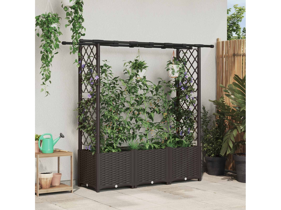 Vidaxl Cama Elevada Com Treliça E Telhado Castanho 162,5 X 40 X 136 Cm