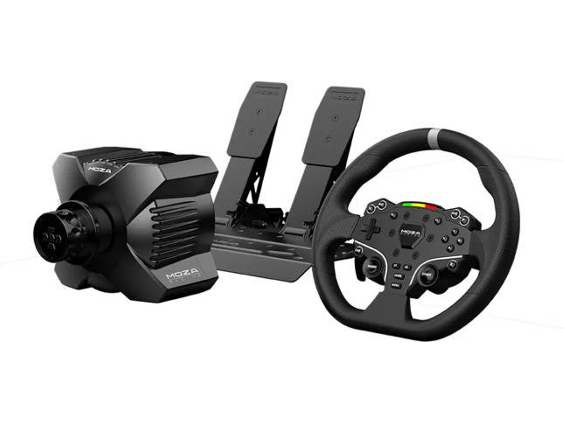 Conjunto Comandos MOZA Volante + Pedais Racing R3 Pro Racing (PC - Preto)