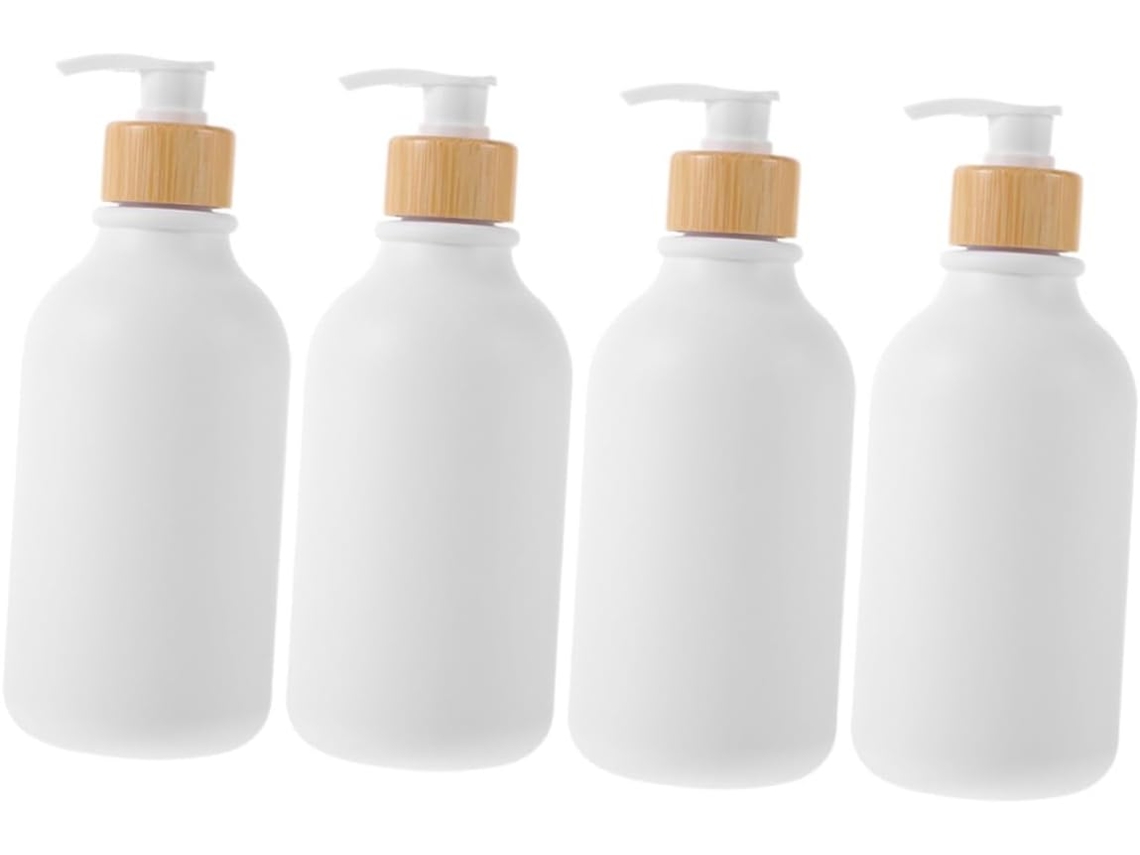 De 4 Frascos Com Bomba Dosadora Vazios E Recarregáveis Para Shampoo, Gel De Banho E Produtos De Higiene Pessoal.