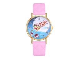 Relógio de Pulso Feminino Fashion com Pulseira de Couro Pu e Movimento de Quartzo Rosa