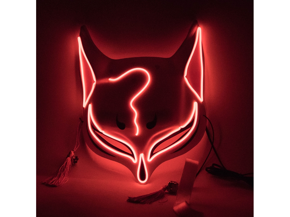 Máscara Led Fox Drift para Halloween Carnaval Festas de Máscara com Luz Pvc Roxo Azul Verde Vermelho S/MARCA
