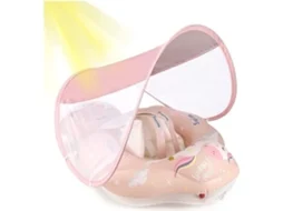 Baby Bóia Bóia para Bebês de 3 a 36 Meses Bóia para Bebês de 1 Ano e 6 Meses Baby Pool Bóia Rosa com Dossel Tamanho L ZHUODIKE