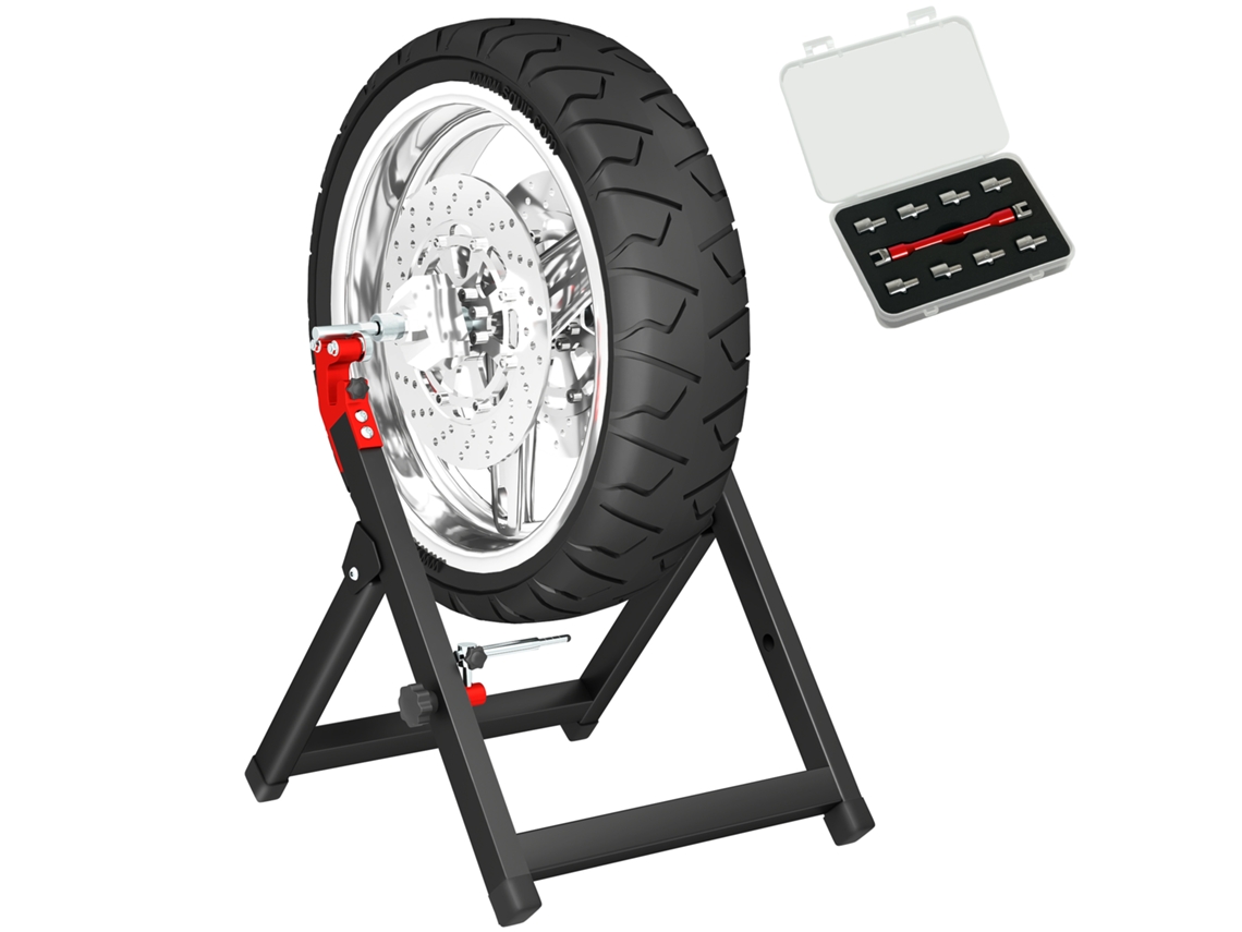 Balanceador Manual de Rodas de Motocicleta Roda Dobrável de Alumínio em Aço Danificação 40x39,5x40,5cm Preto Ge