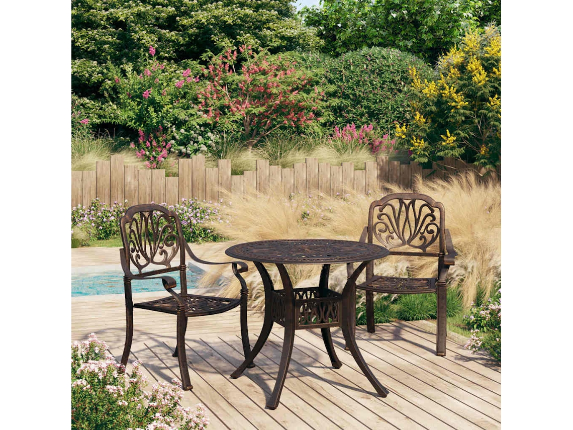 Vidaxl 3 Pcs Conjunto Bistrô Alumínio Fundido Bronze
