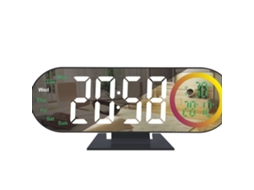 Despertador Digital Led Com Espelho E Visor Grande Caixa Preta Luz Branca Sfushos