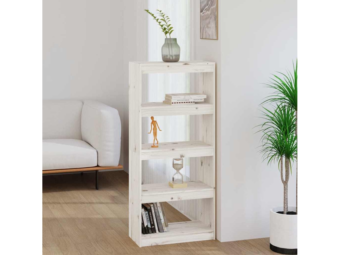 Vidaxl Estante/divisória 60x30x135,5 Cm Madeira De Pinho Maciça Branco