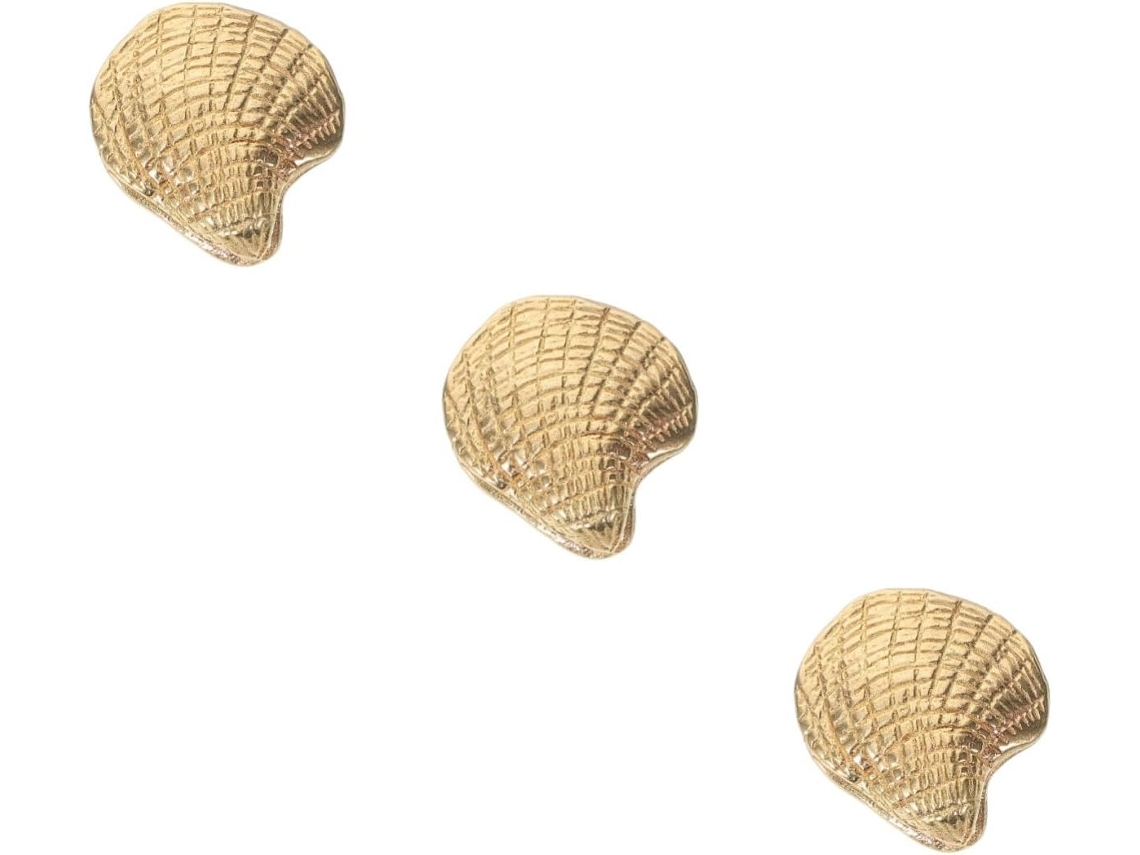 Conjunto De 3 Puxadores Decorativos Em Latão Formato Concha Para Armários E Gavetas, Ideais Para Quartos E Cozinhas