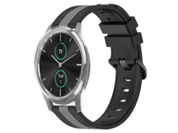 Pulseira De Silicone Bicolor Vertical Garmin Garminmove Luxe 20 Mm, Preta E Cinza., Acabamento Moderno