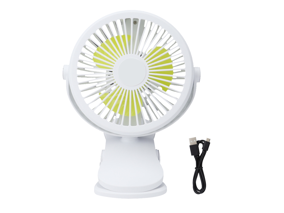 Ventilador Usb Mini Clip 360° Luz Noturna Branco