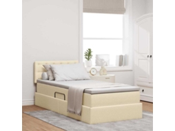 Vidaxl Cama Com Arrumação E Colchão Creme 90 X 200 Cm Veludo
