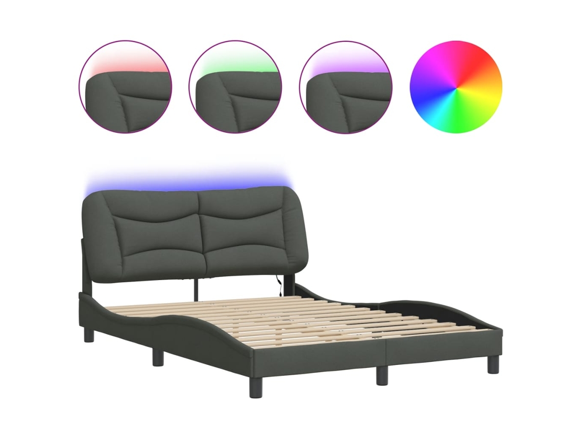 Bed Frame, Bed Frames Vidaxl Cinzeto Tecido (120 X 200 Cm)
