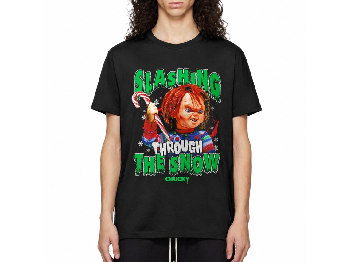 Rockinstone Chucky Slashing Through The Snow Black T-shirt Size:m