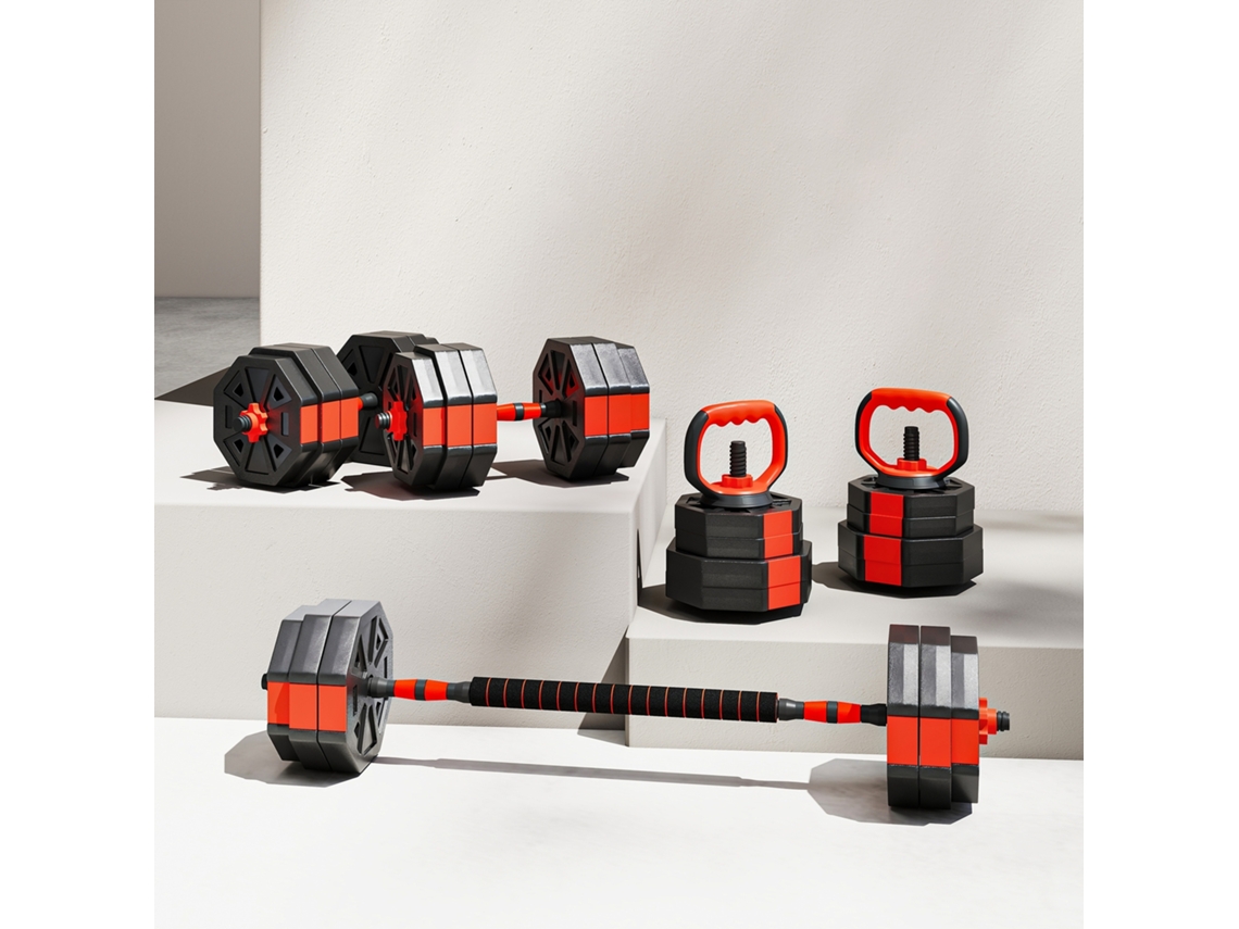 Conjunto De Kettlebells, Plástico, Cor Vermelho