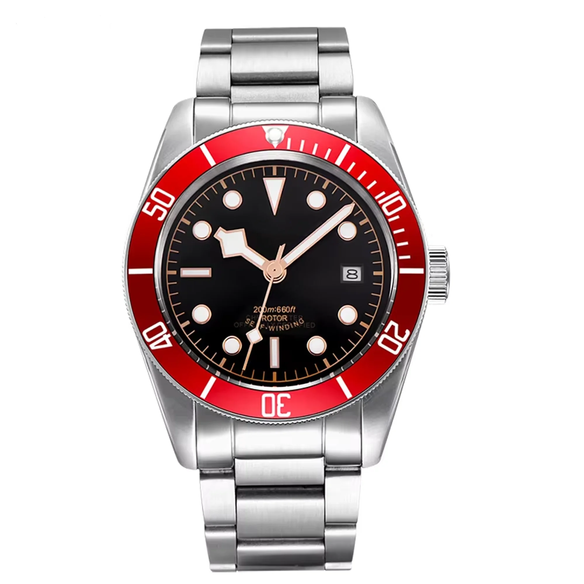 (vermelho) Relógio Masculino Automático Mecânico De Negócios De 41 Mm, Resistente À Água E Luminoso.