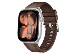 Bracelete para Apple Watch 46/49/45/44mm Borracha Fluorocarbonada com Textura Diamante Marrom XIAOMOYU