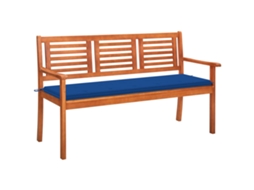 Vidaxl Banco De Jardim 3 Lugares C/ Almofadão 150 Cm Eucalipto Maciço