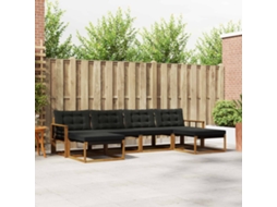 Vidaxl Conjunto De Sofás Para Exterior 6 Pcs Natural E Preto