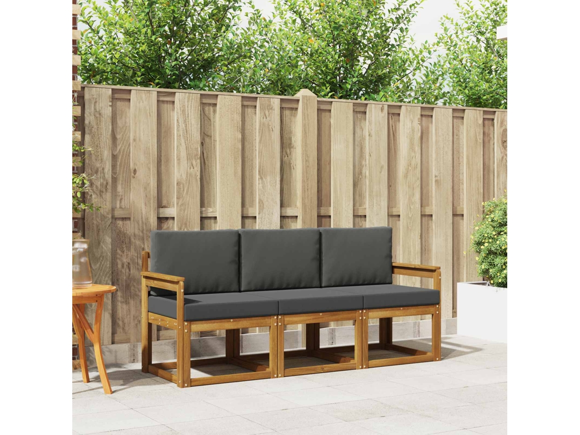 Vidaxl Conjunto De Sofás Para Exterior 3 Pcs Natural E Antracite