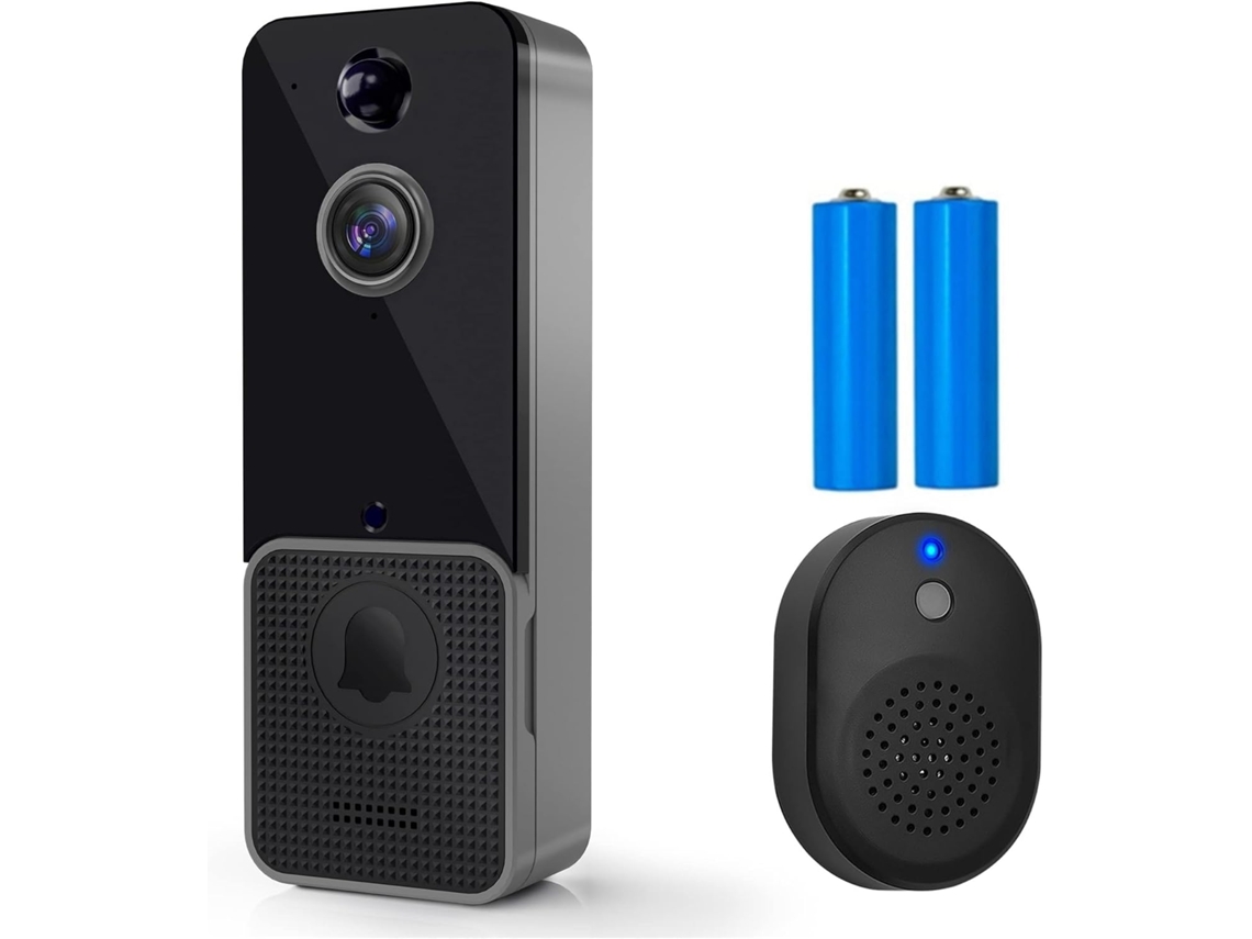 Campainha de Vídeo HALINUIA Sem Fios Wi fi com Deteção Humana Pir, Áudio Bidirecional, Visão Noturna e Armazenamento na Nuvem para Porta Exteri