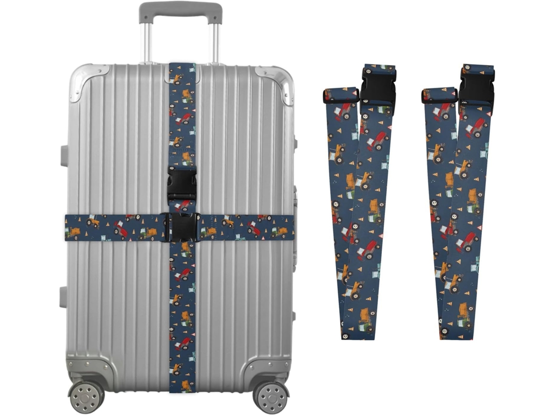 Conjunto De 2 Cintas Bagagem Personalizáveis Com Fivelas Para Caminhão Em Fundo Azul