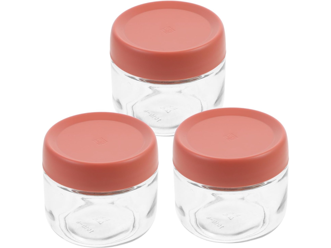 Conjunto Toddmomy Com 3 Potes De Vidro Herméticos 280ml Tampas Plástico, Reutilizáveis E Duráveis, Ideais Para A Cozinha