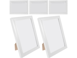 Conjunto 5 Porta Retratos Decorativos Brancos Pvc Parede Design Elegante Restaurante Mesa Casa GOKOCO